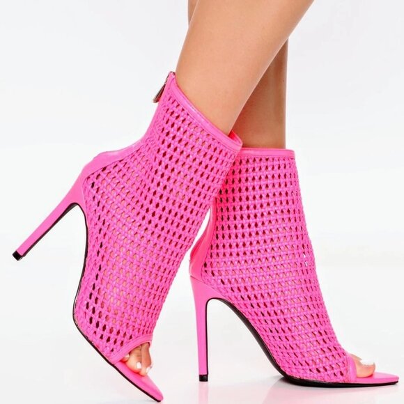 Hot Pink Peep-Toe Stiletto Booties - Size 10 - NWT ! - Picture 2 of 4